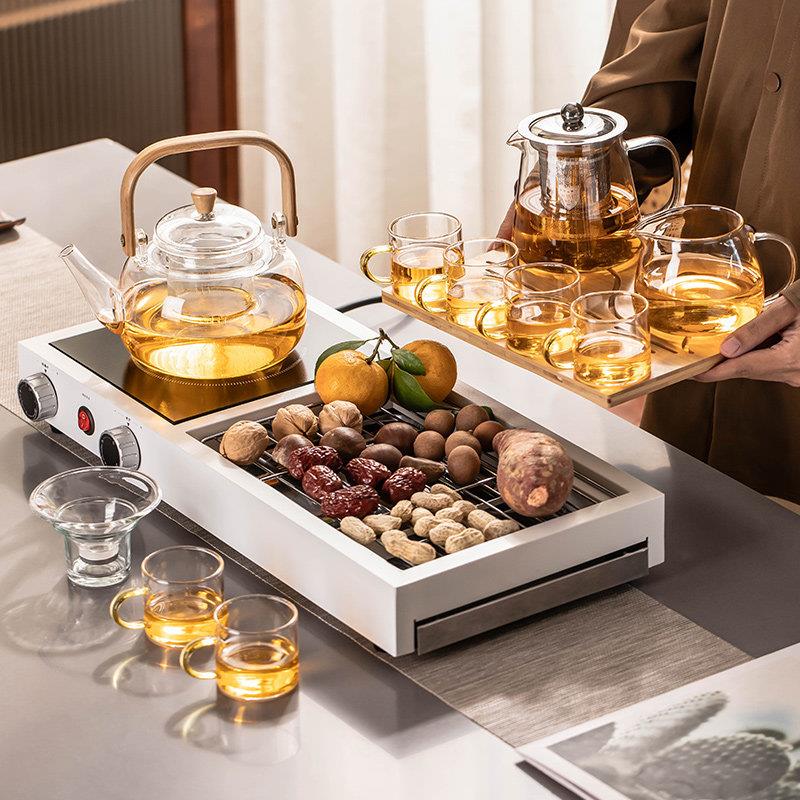 围炉煮茶电烤茶台茶具套组器具全套茶盘全自动一体煮茶壶2025新款