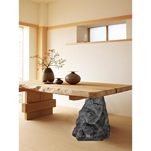 室内创意玻璃纤维桌脚石饰品模拟石桌腿景观实木大理石底座支撑