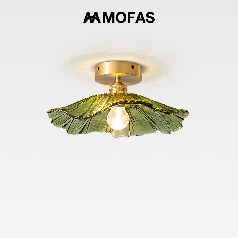 MOFA北欧现代荷叶门厅玄关阳台灯日式民宿复古走廊法式玻璃吸顶灯