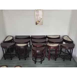 红木实木半圆桌玄关台中式玄关柜紫光檀案台东非酸枝木靠墙黑檀桌