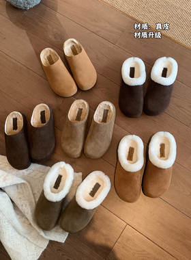 Chio2nd南风 真羊毛4CM增高勃肯鞋女2025新款冬加绒一脚蹬女鞋子