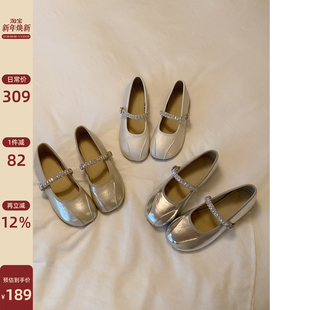 平底鞋 夏季 配裙子 鞋 Chio2nd南风 子水钻一字带小皮鞋 玛丽珍女鞋