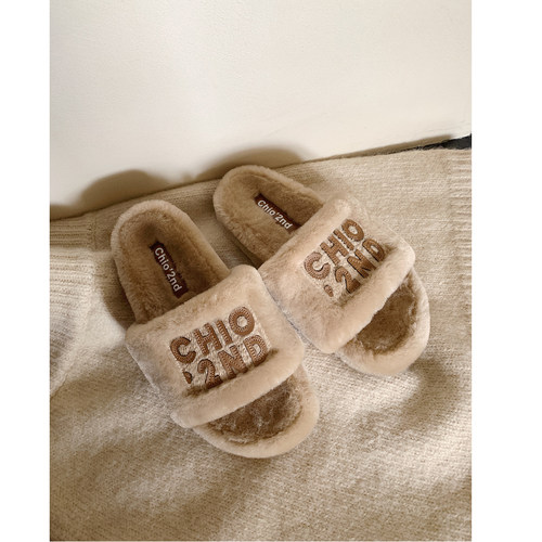 Chio2nd毛毛拖鞋外穿早秋毛绒鞋