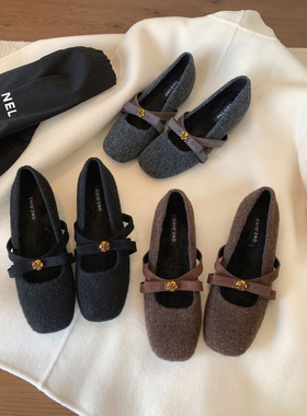 Chio2nd南风 4.5CM增高单鞋2025新款秋冬山茶花玛丽珍女鞋晚晚鞋