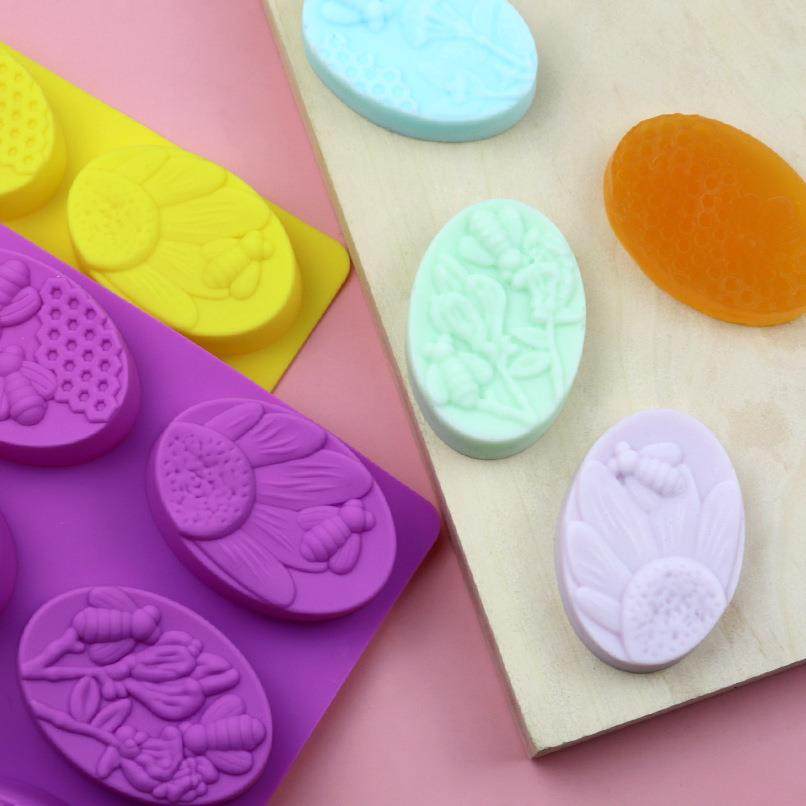 寻味 6连椭圆蜜蜂 烘焙模具 硅胶蛋糕模 手工皂模 DIY香薰石膏模