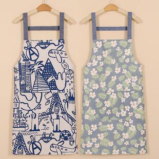 围裙厨房男女背带防污棉布做饭工作服新款餐饮夏季薄款罩衣