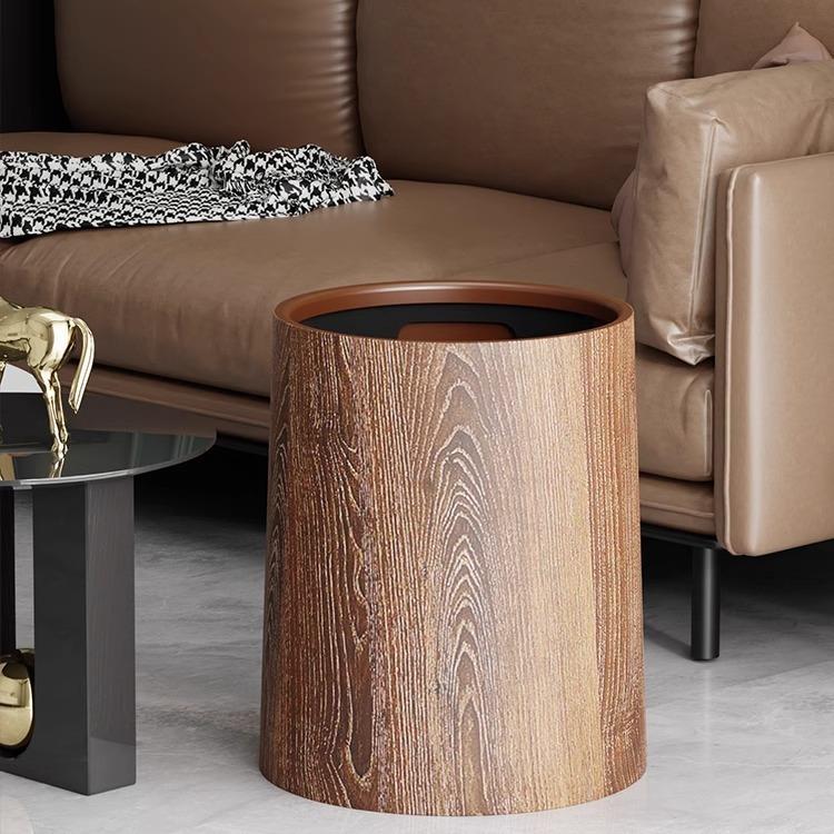 木纹垃圾桶家用高颜值卫生间厨房民宿酒店垃圾篓卧室客厅大号纸篓