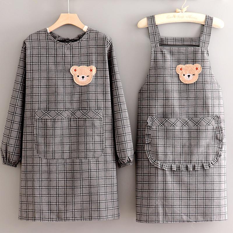 长袖厨房做饭围裙家用女罩衣日系可爱洋气新款布料透气耐磨工作服