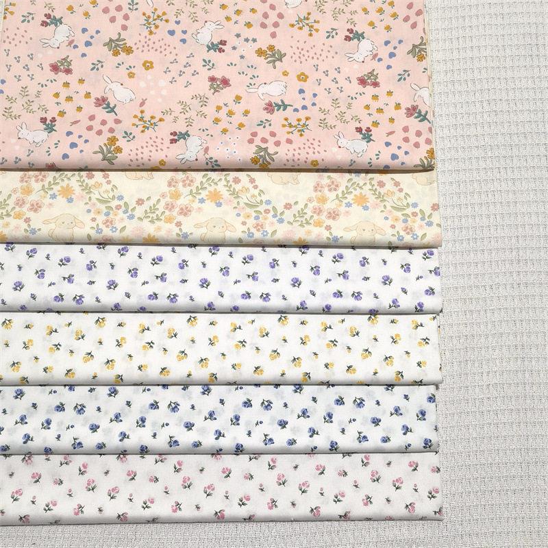 卡通碎花小兔 全棉斜纹印花布料 床品手工棉服百家被