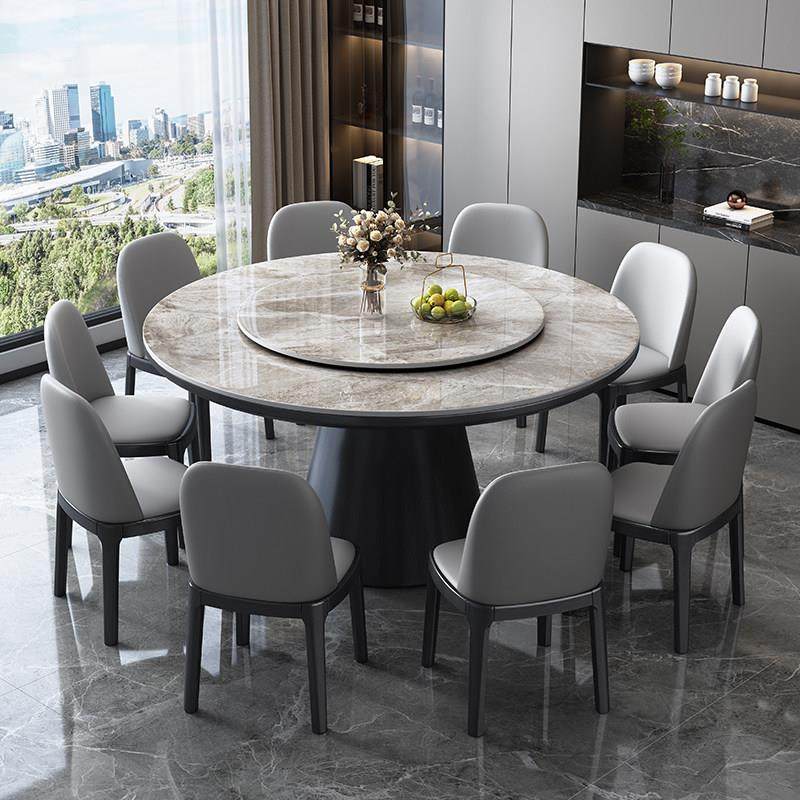 岩板餐桌椅组合圆形现代简约轻奢大圆桌带转盘实木家用电磁炉饭桌,住宅家具,岩板餐桌,淘宝优惠券,粉丝福利购,淘宝优惠卷