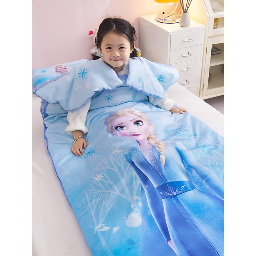 公主艾尔莎儿童睡袋冷冻秋冬棉婴儿防踢被子方便小工具春夏旅行