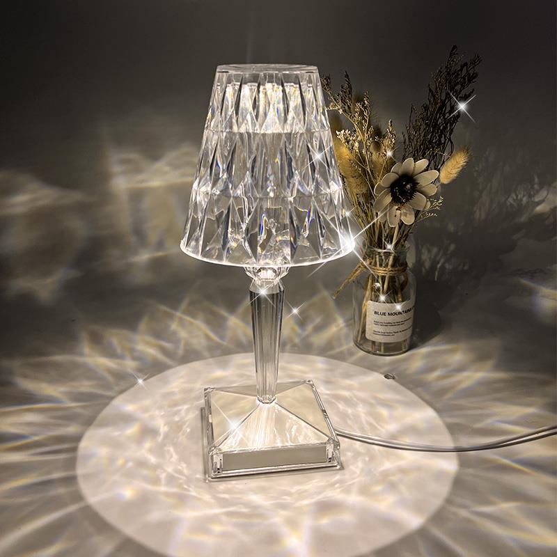 钻石台灯创意卧室情调睡眠灯床头灯气氛灯小夜灯网红装饰水晶玫瑰