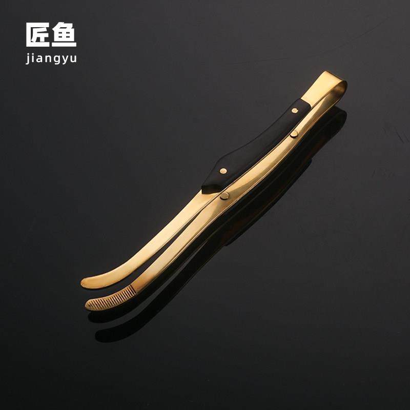 匠鱼不锈钢茶夹家用黑檀木洗杯夹功夫茶镊子防滑泡茶工具茶具配件