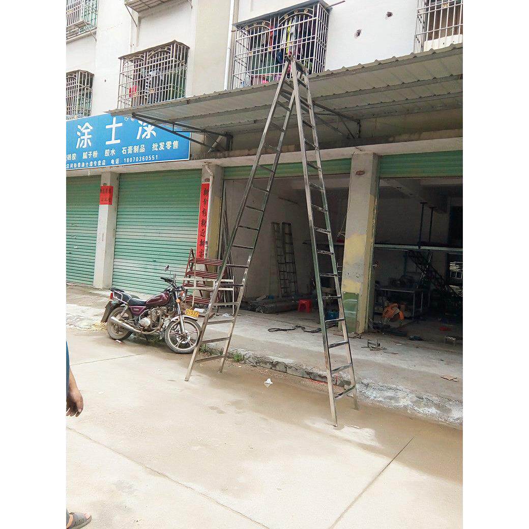 加高加厚不锈钢人字梯304，家用折叠工程梯，3-4米