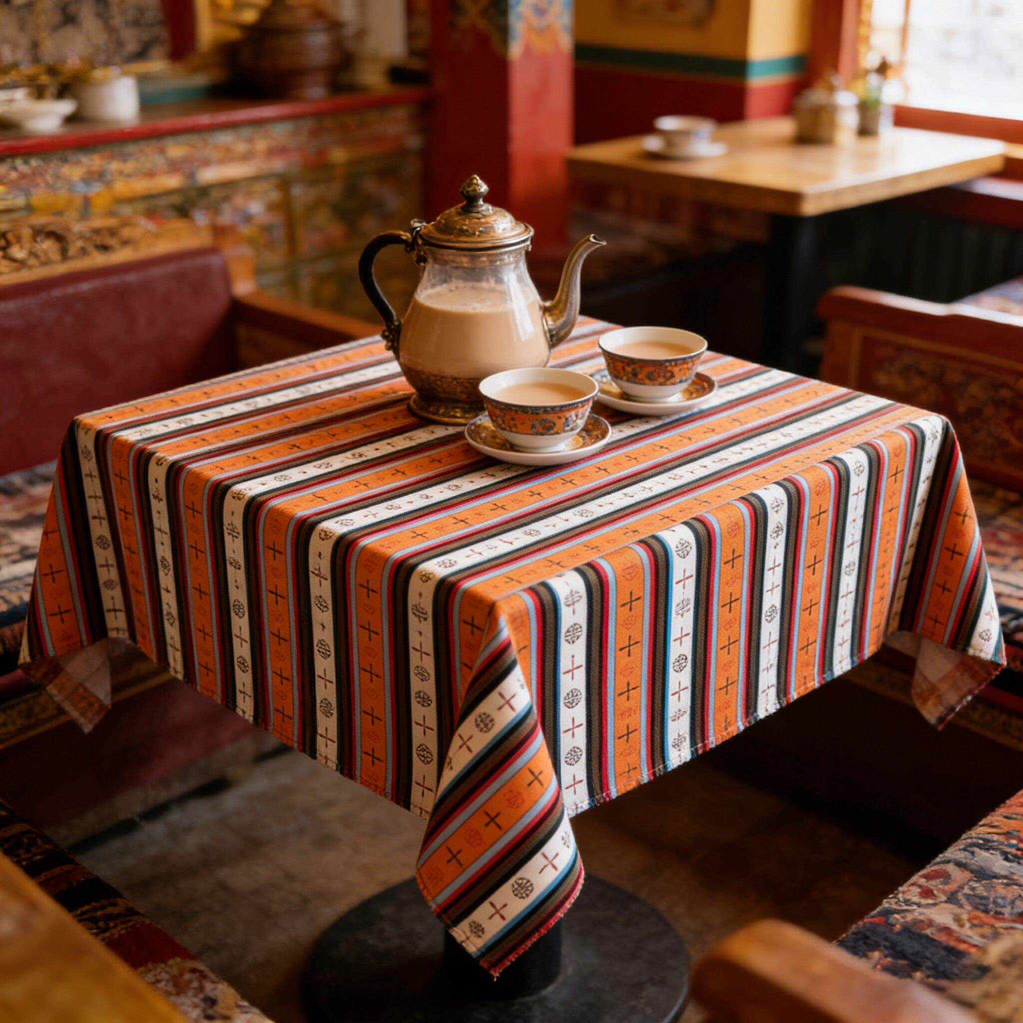 西藏桌布民族风藏式家用涤纶茶几布新疆餐桌布波西米亚餐厅桌布