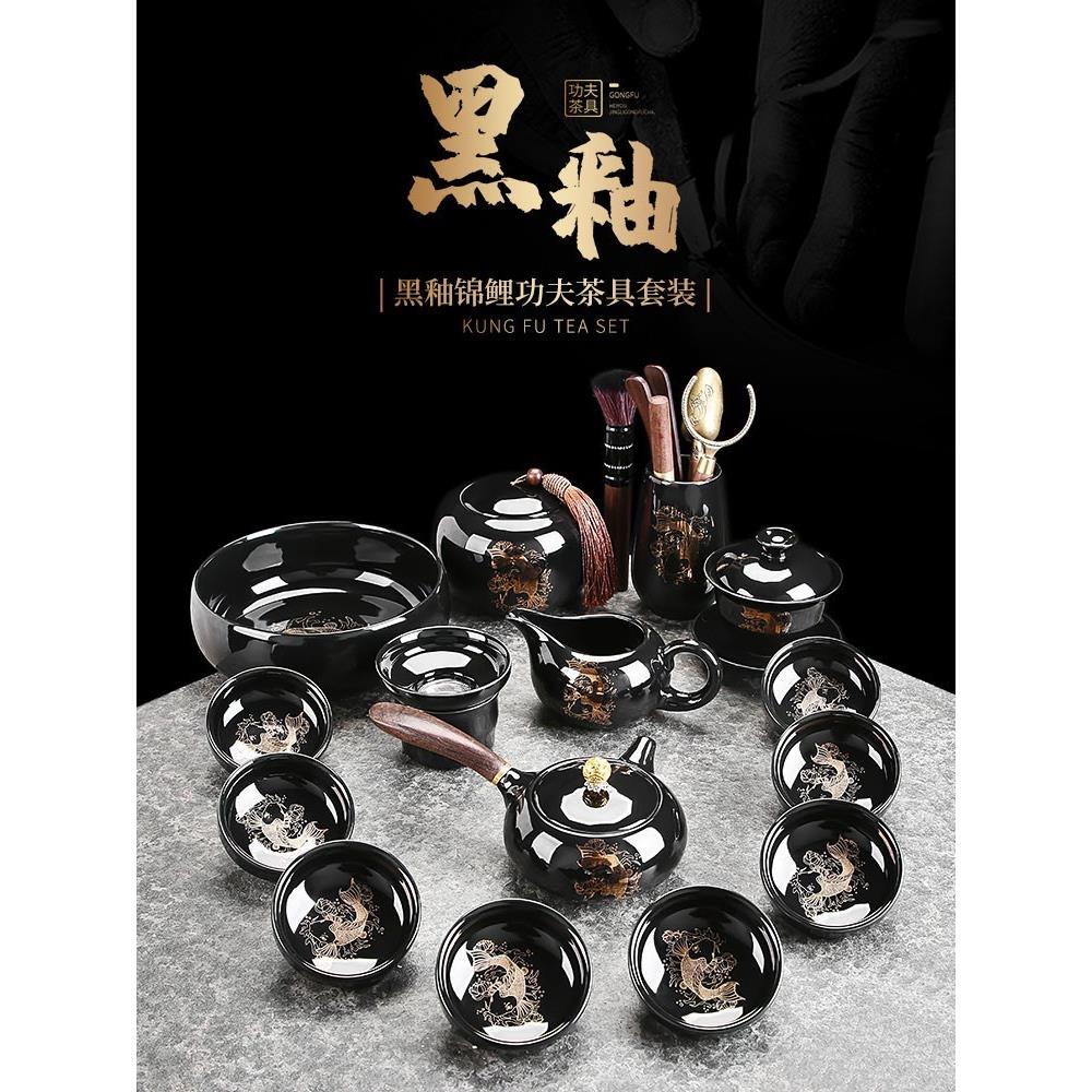 德化陶瓷功夫茶具套装高档轻奢办公室会客泡茶壶侧把壶茶杯盖碗
