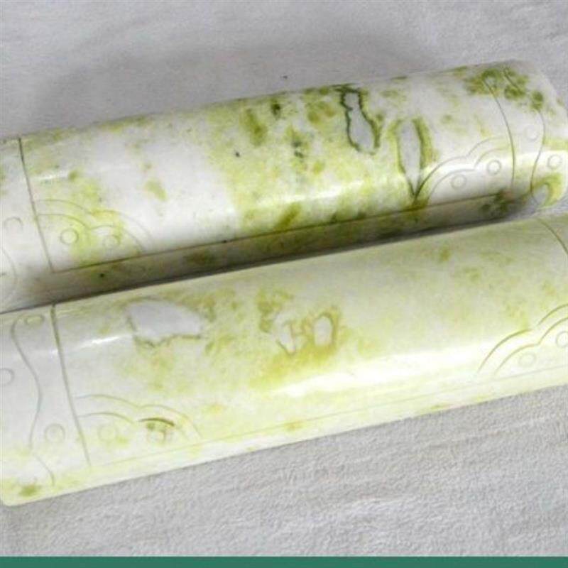 纯天然陕西蓝田玉颈圆形老式玉石枕头助眠保健护颈椎专用枕圆柱形
