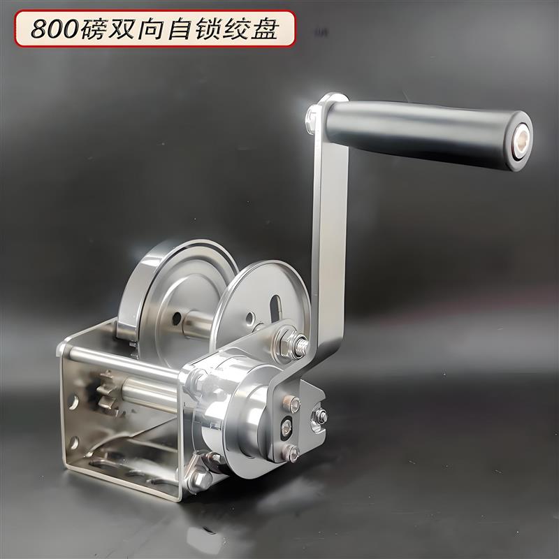 不锈钢手摇绞盘手摇绞车手动绞盘304不锈钢双向自锁卷扬机升降机图片