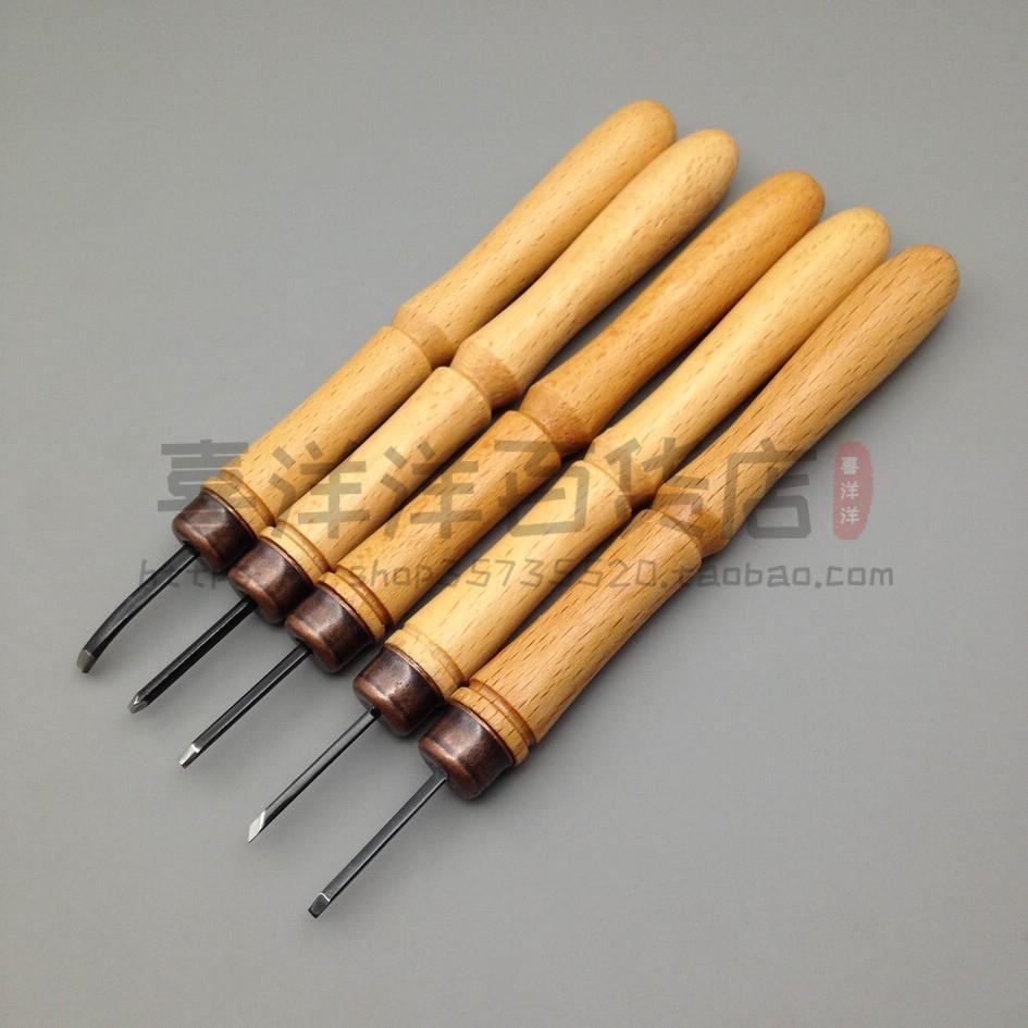 5本组木盒装木工微刻刀 雕刻刀木雕刀木刻刀版画刀木工工具*
