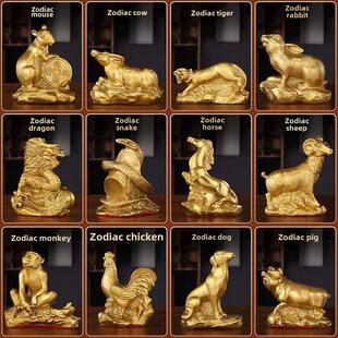 全铜质羊十二12生肖马兔鸡蛇摆件牛黄铜猴子小纯铜制工艺品金属