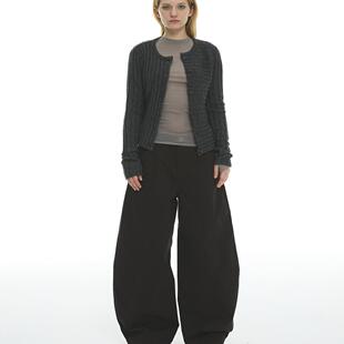 classics廓形剪裁桶形褶裥宽松弯刀休闲裤 vodka elves