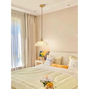 全铜卧室床头吊灯法式覆古小吊灯网红创意阳台餐厅灯豪华水晶灯