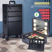 化妆箱拉杆多层化妆品收纳化妆师带灯带镜子大容量纹绣美甲工具箱