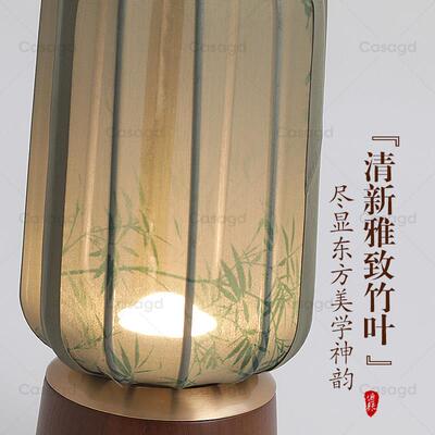 法式覆古布艺艺术桌面台灯新中式书房卧室床头手提装饰灯CASAGD