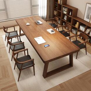 长桌子客厅家用餐桌书桌一体实木长条桌书房开 放式工作台大学习
