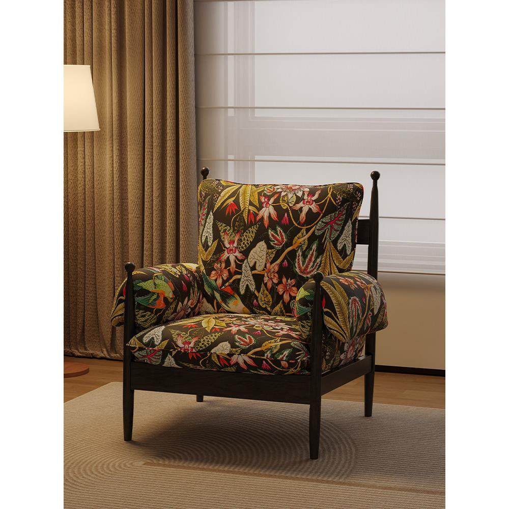 中世纪风格实木高背单沙发法式覆古家居客厅休闲慵懒沙发椅,住宅家具,沙发椅,淘宝优惠券,粉丝福利购,淘宝优惠卷