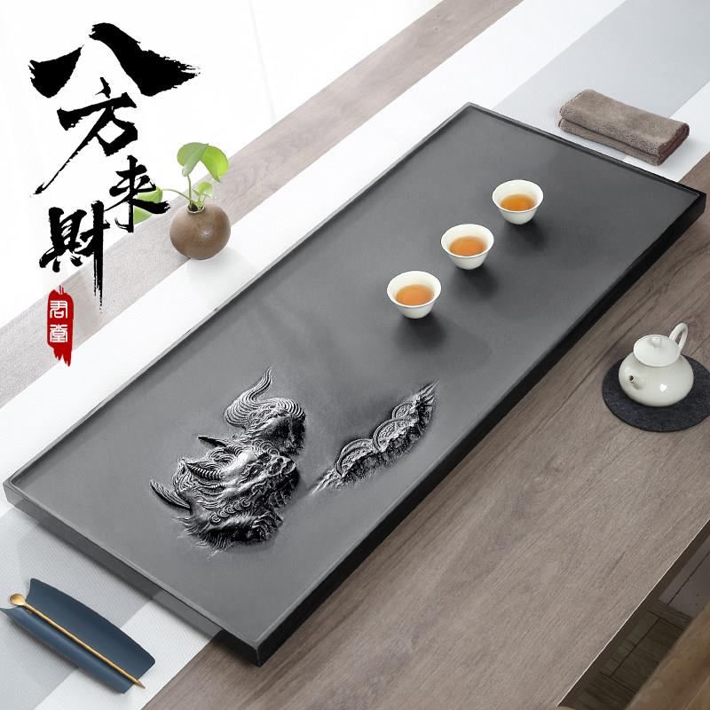 天然乌金石茶盘家用办公2025高档茶台天罗绿整块石头石盘茶海茶具