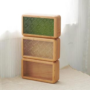 水晶首饰盒手串手錬散珠珠子桌面收纳盒热销榜小尺寸高颜值实木盒