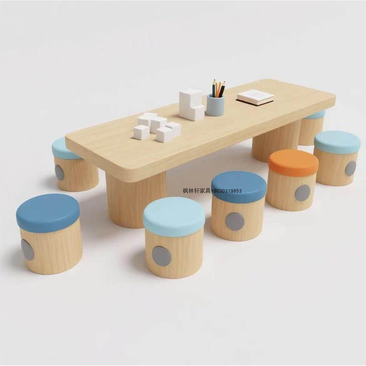 实木儿童桌椅套装幼儿园手工绘画区架空层售楼处接待早教成套组合,住宅家具,儿童学习桌,淘宝优惠券,粉丝福利购,淘宝优惠卷