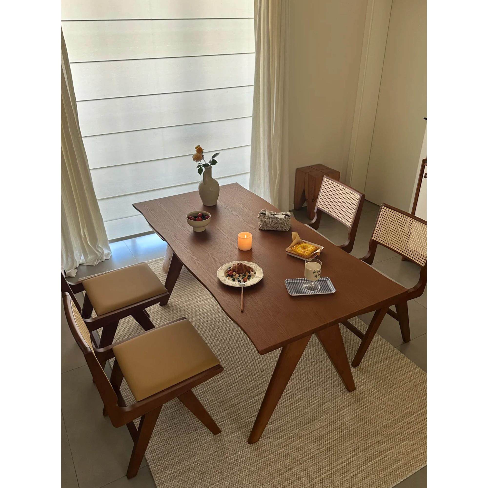 北欧实木餐桌椅组合橡木饭桌法式覆古长桌小户型书桌工作台大板桌