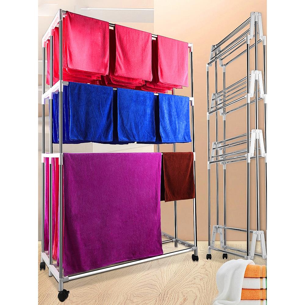 美容院毛巾浴巾架折叠落地式洗车店美发店专用不锈钢凉晾晒衣架子