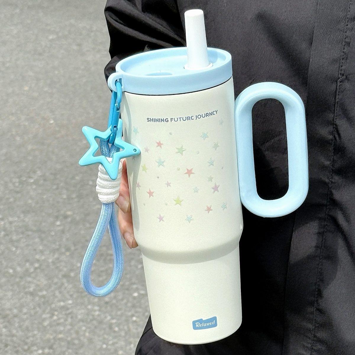 星星水杯保温杯女高颜值2025新款保冷冰霸杯巨无霸大容量杯子吸管