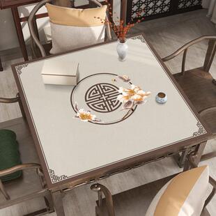 新中式皮革桌垫防水静音隔热桌垫家用麻将桌垫方形茶几垫布可裁剪