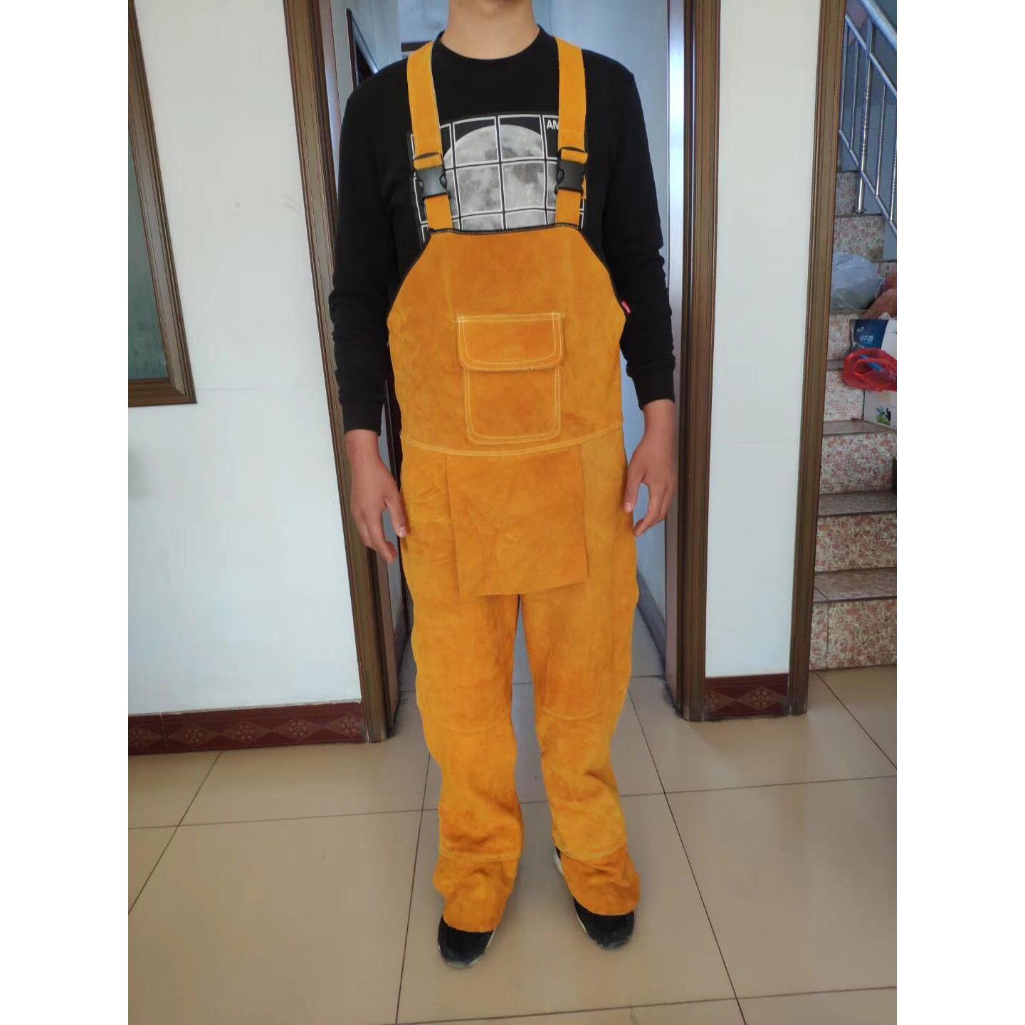 劳保电焊围裙工作服焊工防护装备氩弧牛皮分腿反穿衣阻燃隔热防烫