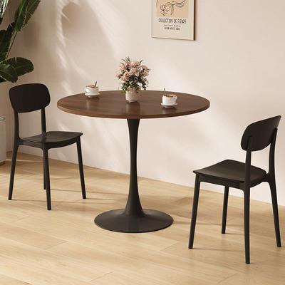 实木圆形餐桌家用小户型覆古吃饭桌子餐饮商用奶茶咖啡店专用桌椅