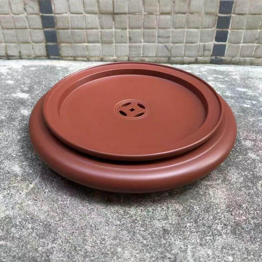 章金权潮州手拉茶盘10英寸潮州朱泥茶盘紫砂茶船茶台干泡台