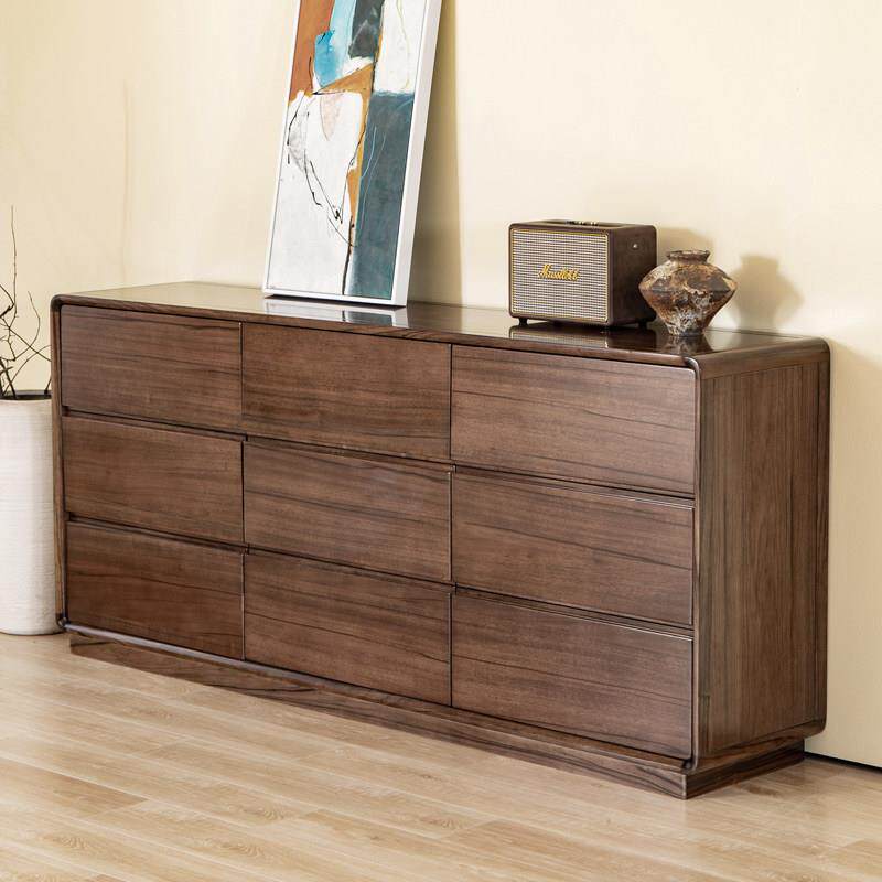 全实木斗柜黑胡桃木斗橱北欧现代高电视柜卧室收纳收纳床尾柜客厅