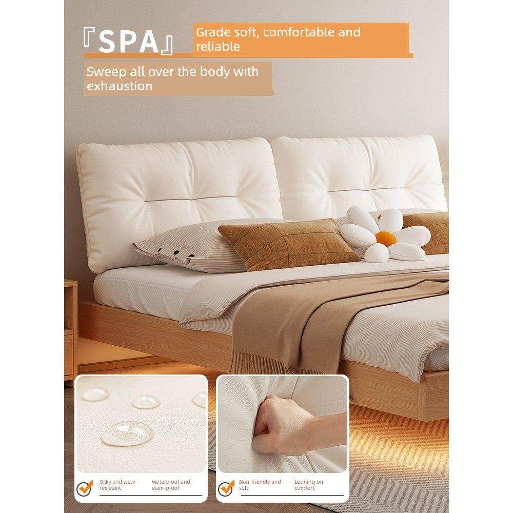 北欧轻奢实木悬浮床简约现代1.5米双人床主卧出租房用榻榻米1米2