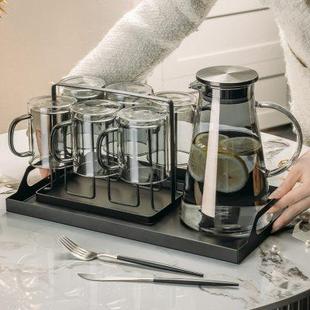 家用双层玻璃杯子水壶茶壶客厅待客茶杯水杯水具 高档现代杯具套装