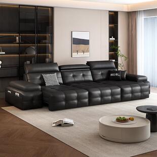 酷比得电动沙发床意式极简三人位小户型多功能伸缩真皮沙发客厅