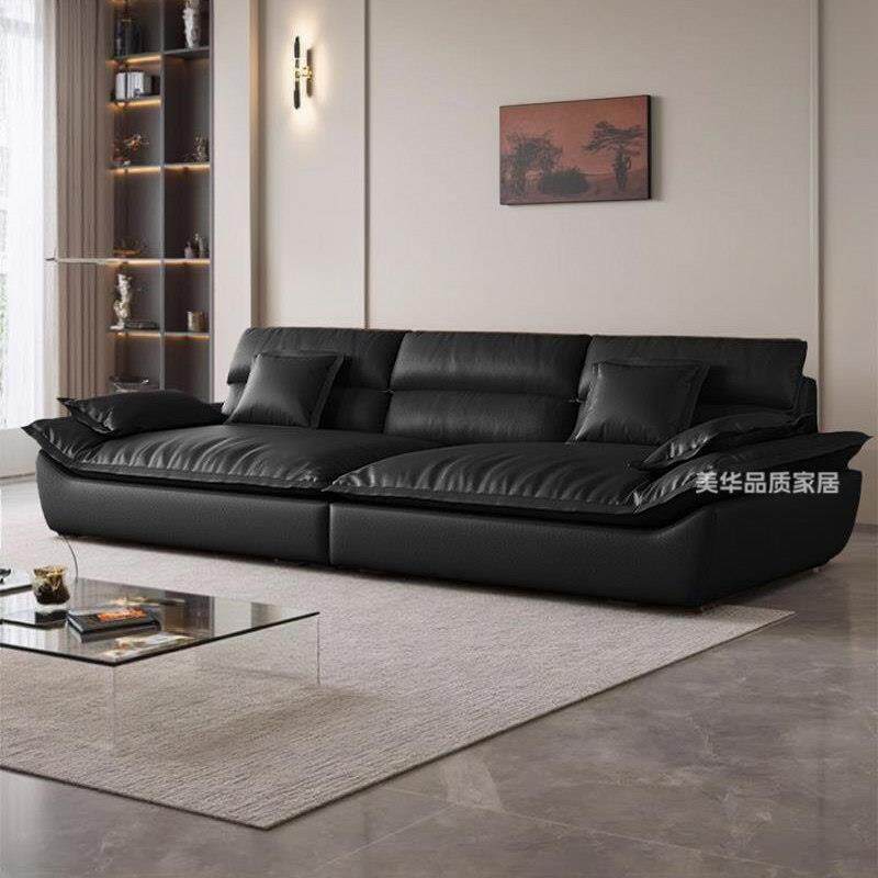 沙发科技布客厅家用小户型轻奢现代简约双人直排帆船真皮沙发