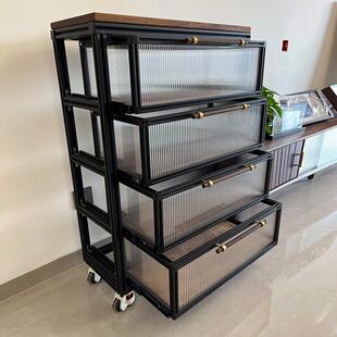 铝挤型材料海洋板置物架桦木压克力卧室床头柜家用推车展示柜多层
