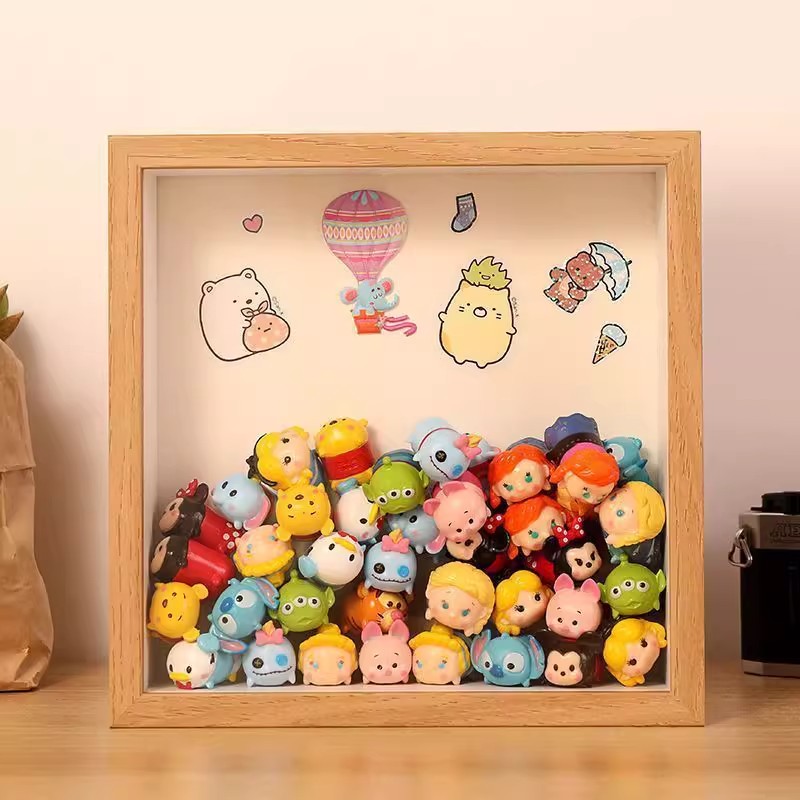 萌粒透明收纳中空立体相框摆件卡通手办公仔展示框桌面大尺寸摆台