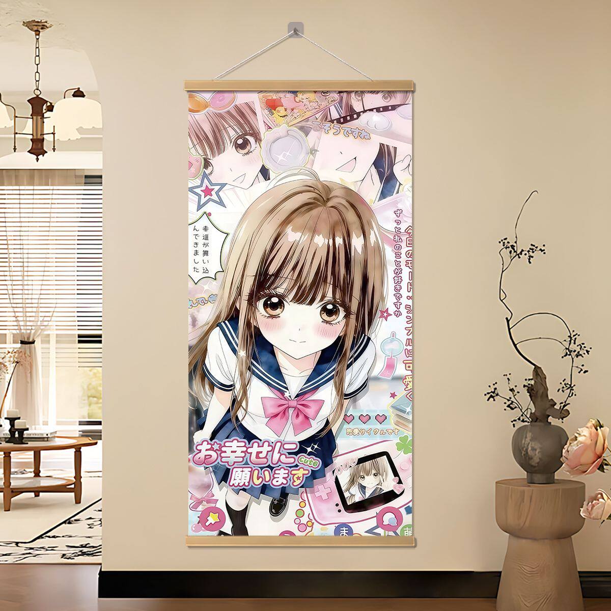 古早少女心动漫巨萌长条挂墙布