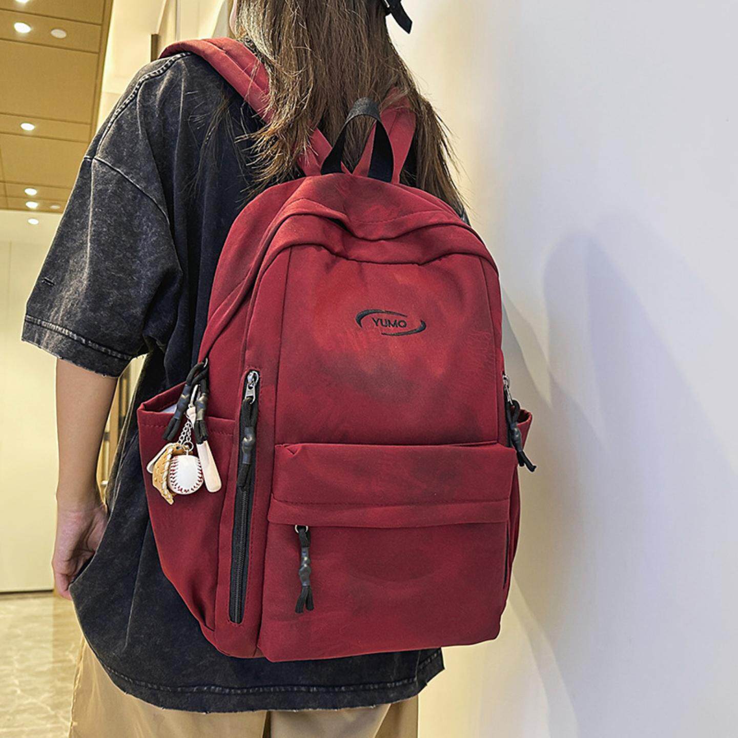 文艺简约大容量日系纯色双肩包背包女生书包高中生初中生轻便背包