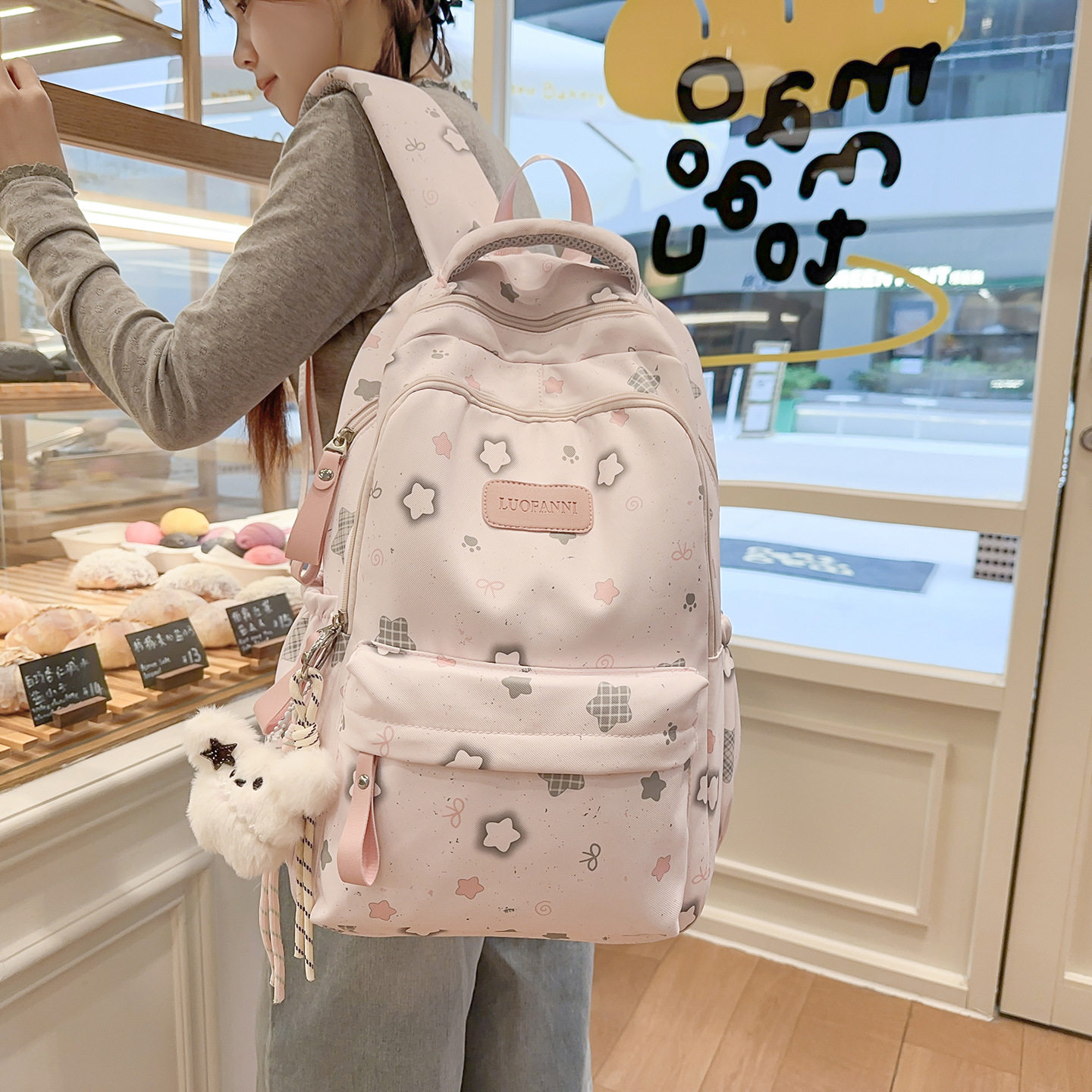 韩系书包初中女生ins小众高颜值背包高中生大容量轻便双肩包